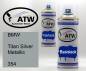 Preview: BMW, Titan Silver Metallic, 354: 400ml Sprühdose + 400ml Klarlack - Set, von ATW Autoteile West.